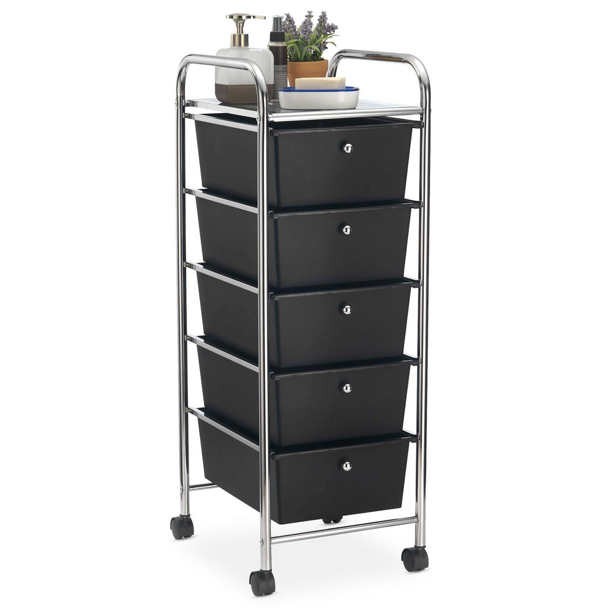 BADROLLWAGEN GINA - Schwarz, Kunststoff/Metall (33/94/39cm) - IDIMEX