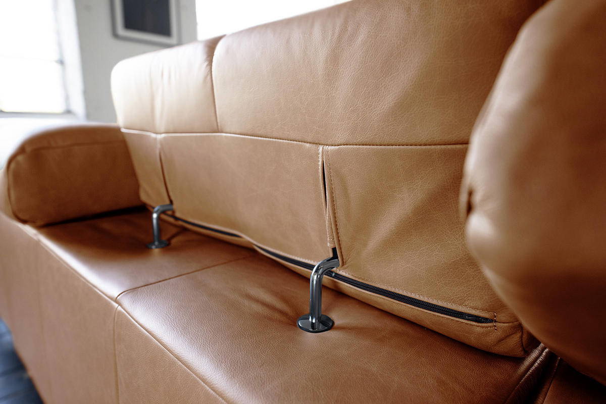 ECKSOFA NELSON Braun Leder Relaxfunktion - Cognac/Dunkelbraun, Leder/Metall (321/216cm) - KAWOLA