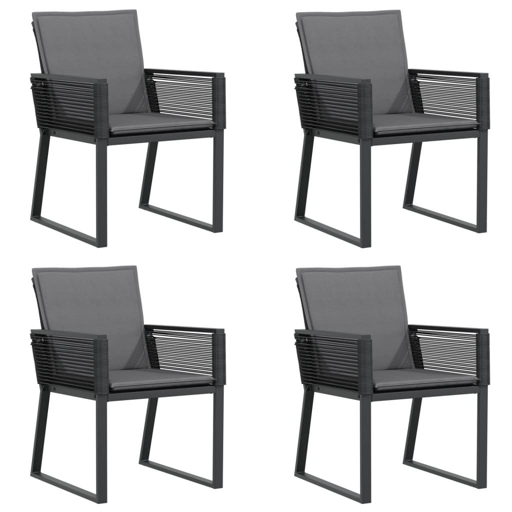 GARTENSTÜHLE Mit Kissen 4er Set Schwarz Poly Rattan - Schwarz, Kunststoff (53/79/59cm) - vidaXL