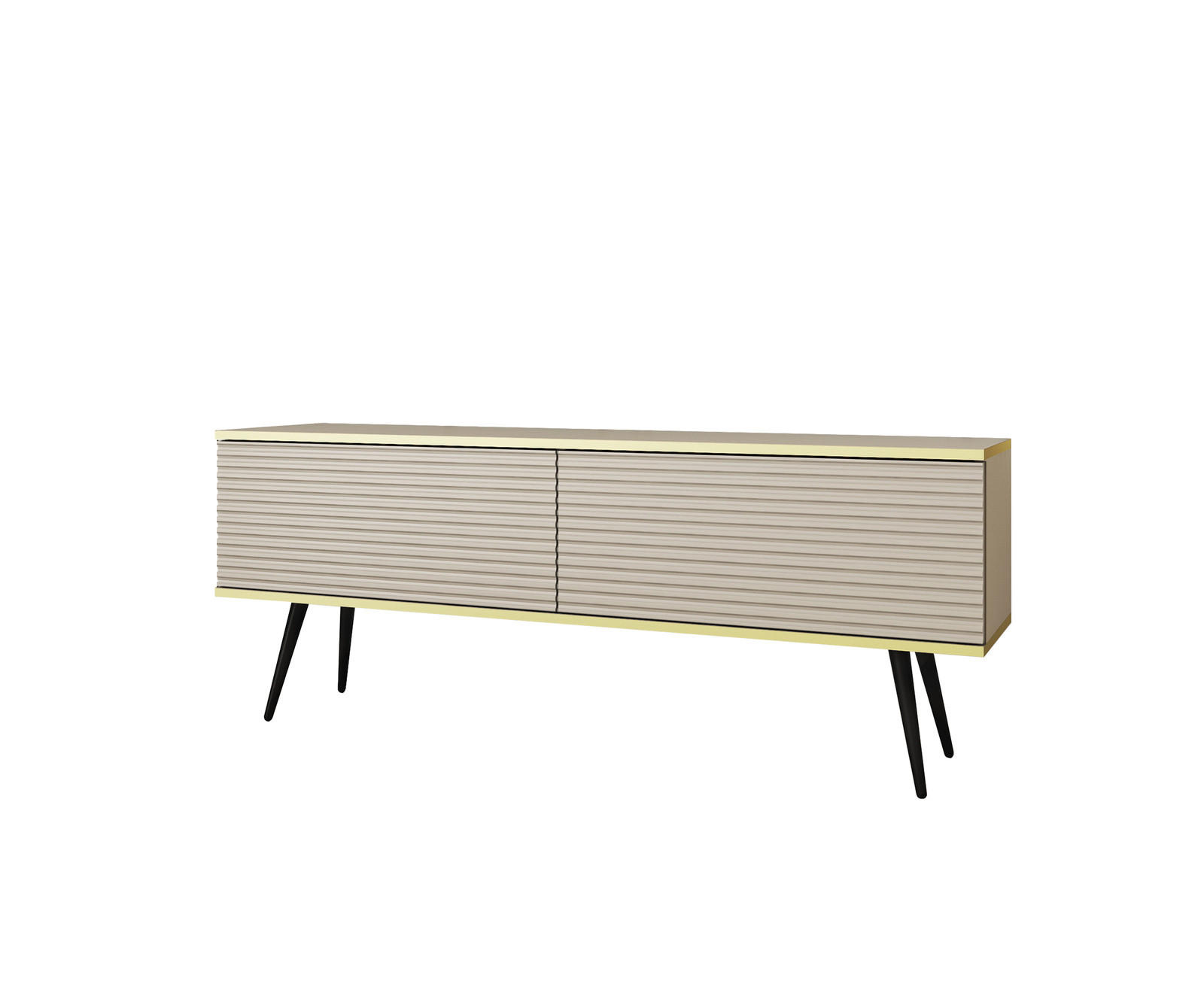 Ravio Tv-Board Beige, Schwarz 135x53x32 cm