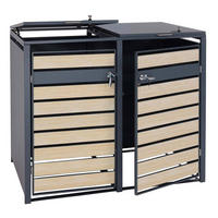 MÜLLTONNENBOX 2er XL 117x142x98cm Metall 59kg Anthrazit Buche-Holzoptik Hellbraun - Hellbraun, Metall (142/117/98cm) - PROREGAL