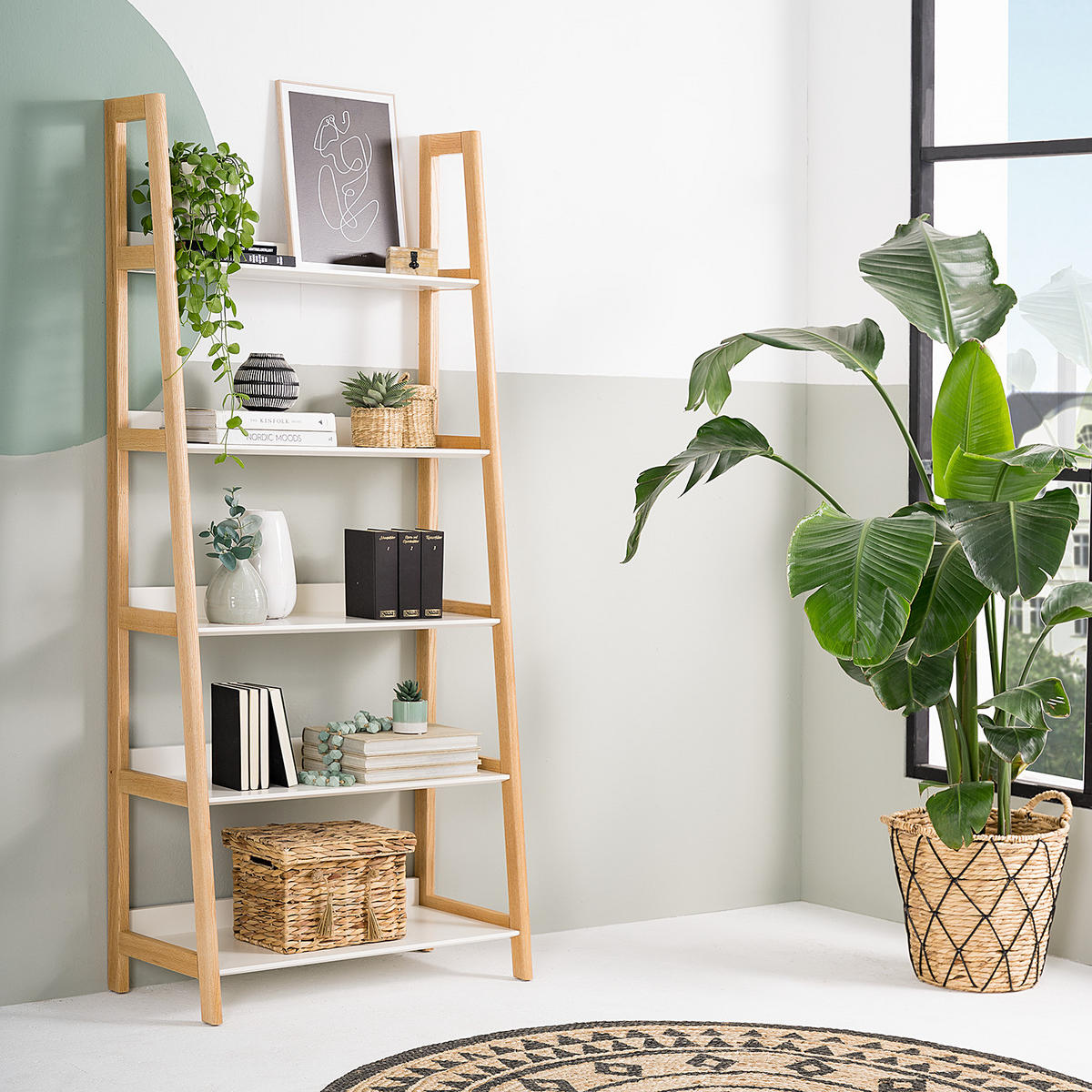 LEITERREGAL - Weiß, Holzwerkstoff (80/180/40cm) - home24