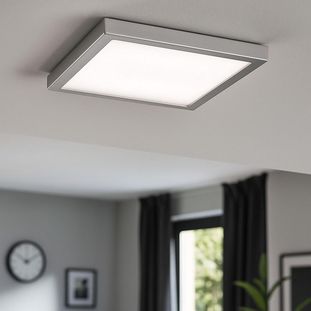 LED DECKENLEUCHTE Chrom 30 cm - Silberfarben, Metall (30/30/3.2cm) - Briloner