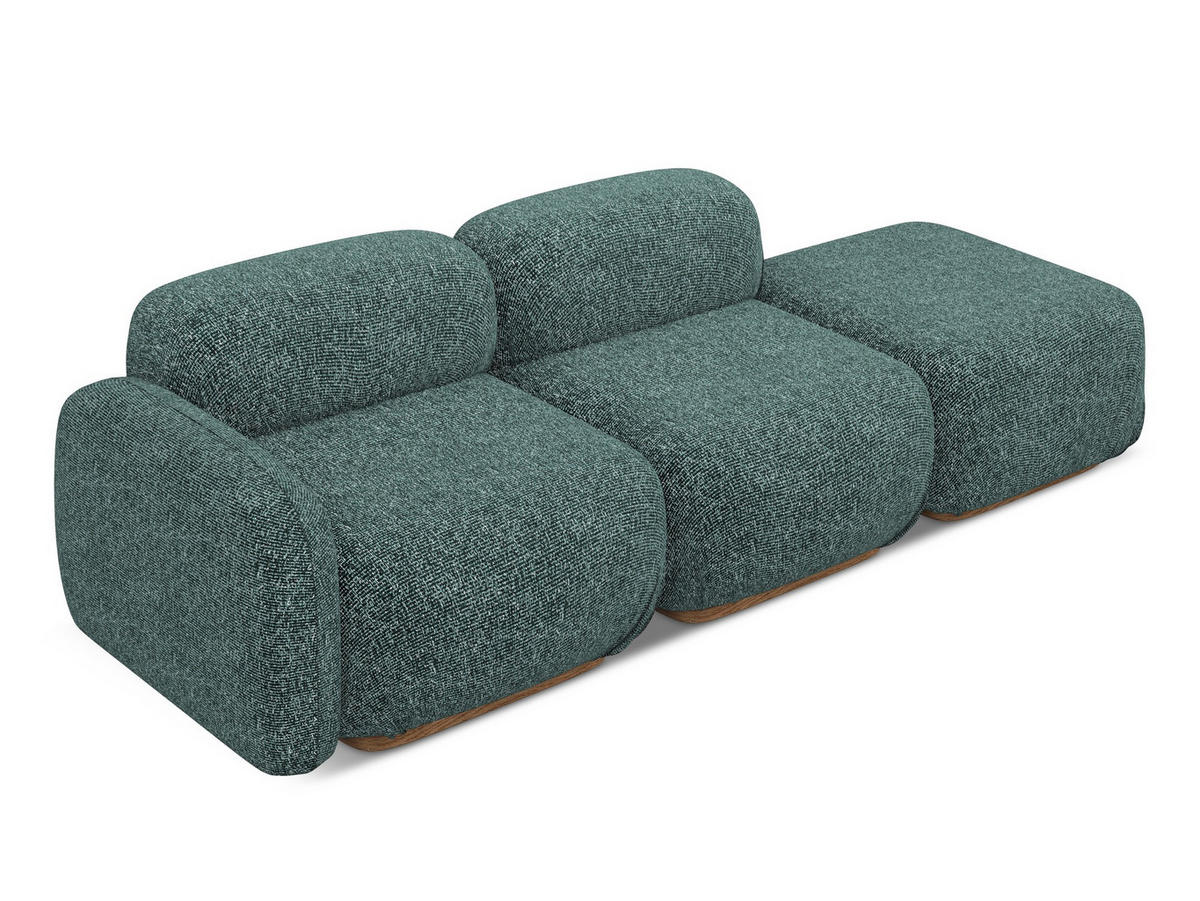 3-SITZER SOFA Rechts Strukturstoff Stoff Blau - Blau/Blaugrau, Holz/Textil (258/73/95cm) - Makamii