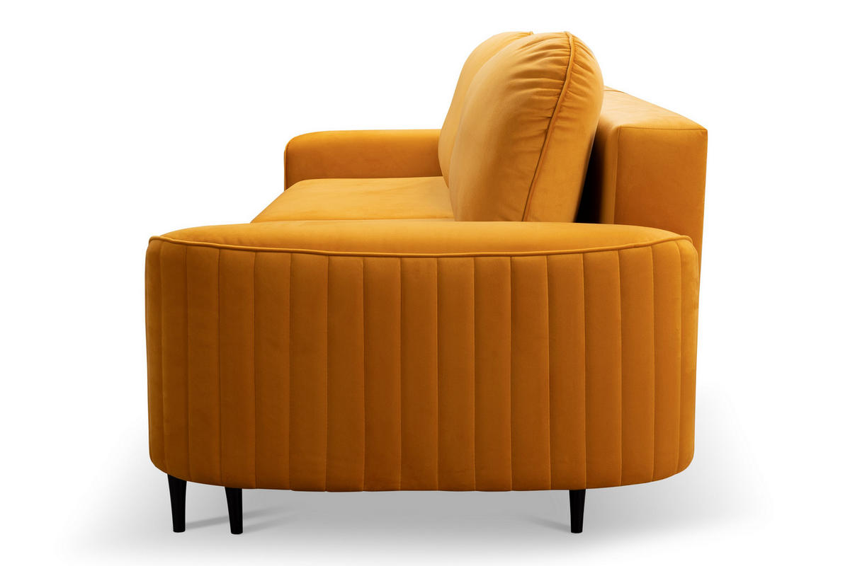 BETTSOFA FILO Orange Velours-Stoff mit Schlaffunktion - Orange, Holz (244/92/102cm) - MASSENO