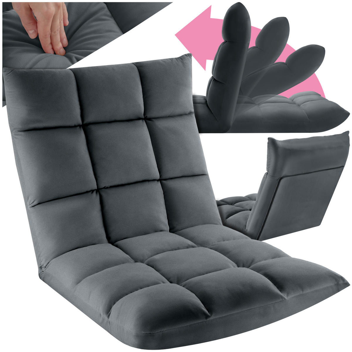RELAXSESSEL Snooze ,108 x 57 x 13,5 cm,grau - Grau, Textil (57/13.5/108cm) - tectake