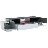 LOWBOARD 180/40/45 cm aus Spanplatte mit LED-Beleuchtung und Glasablagen Weiß/Grau - Weiß, Holzwerkstoff (180/45/40cm) - Modenvie
