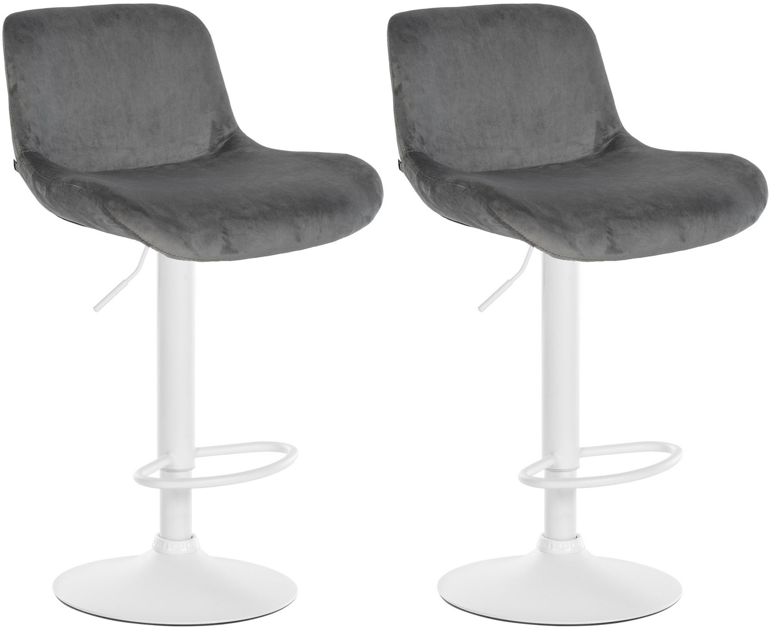 BARHOCKER 2er Set Salomon Weiß Samt dunkelgrau - Dunkelgrau/Weiß, Textil/Metall (50/106/52cm) - TPFLiving