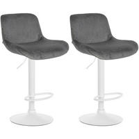 BARHOCKER 2er Set Salomon Weiß Samt dunkelgrau - Dunkelgrau/Weiß, Textil/Metall (50/106/52cm) - TPFLiving