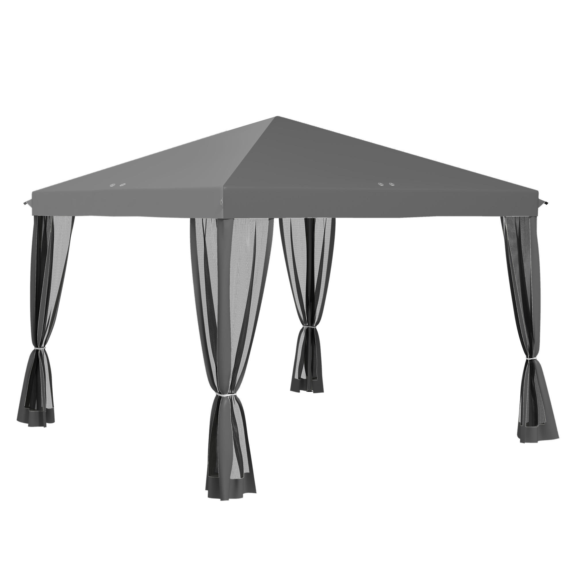 FALTPAVILLON, Cremeweiß, Metall, Oxford-Stoff, Moskitonetz - Hellgrau, Metall (295/260/295cm) - Outsunny