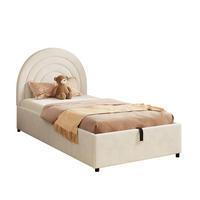 POLSTERBETT aus Samt 90x200 cm in Beige mit hydraulischem Stauraum - Beige, Textil (90/200cm) - Modfu