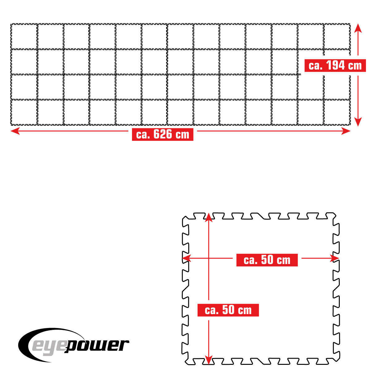 POOLMATTEN 12,1m² 52 EVA Matten 50 cm Blau - Blau, Kunststoff (50/50cm) - eyepower
