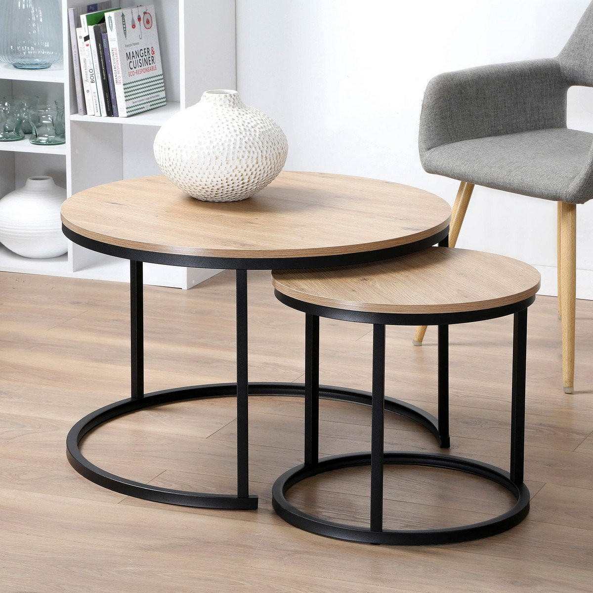 Thumbnail - Calicosy Beistelltisch, Beige, Holzwerkstoff, 70x45.5x70 cm, Wohnzimmer, Wohnzimmertische, Beistelltische