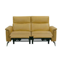 2-SITZER Sofa Borea Echtleder mit 2 x Relaxfunktion Senfgelb - Gelb, Leder/Metall (176/102/98cm)