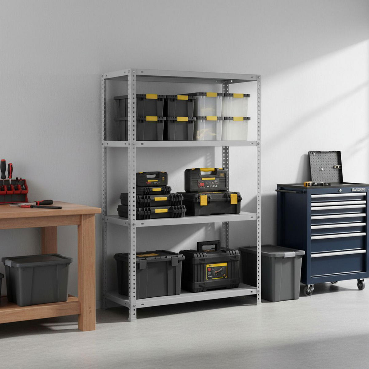 SCHRAUBREGAL PANDA MID | HxBxT 150x90x30cm | 4 Fachböden | Fachlast 100kg | Grau - Grau, Metall (90/150/30cm) - PROREGAL