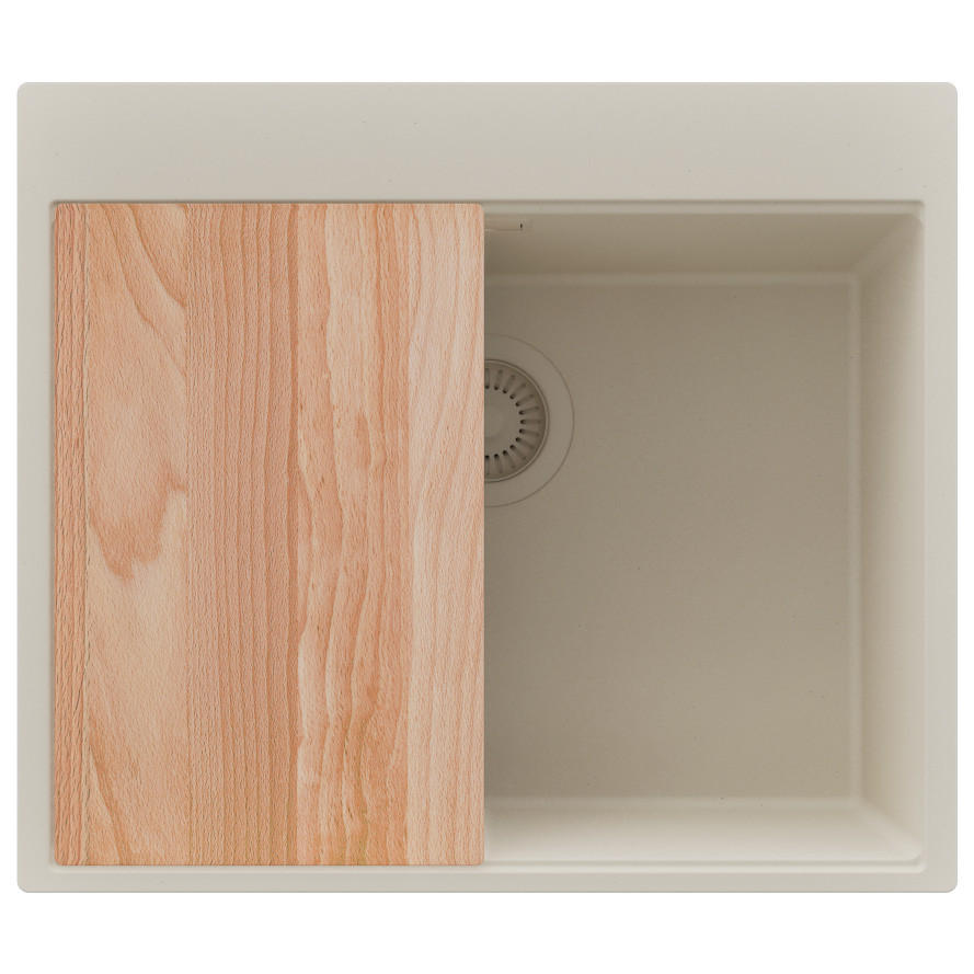 SPÜLBECKEN Oslo, 2-er set Beige 58/50 cm 1 Becken + Ablauf-Set + Schneidebrett ab 60er Unterschrank - Beige, Kunststoff (58/20/50cm) - Primagran