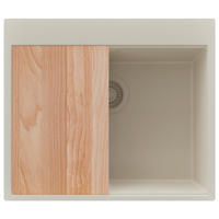 SPÜLBECKEN Oslo, 2-er set Beige 58/50 cm 1 Becken + Ablauf-Set + Schneidebrett ab 60er Unterschrank - Beige, Kunststoff (58/20/50cm) - Primagran