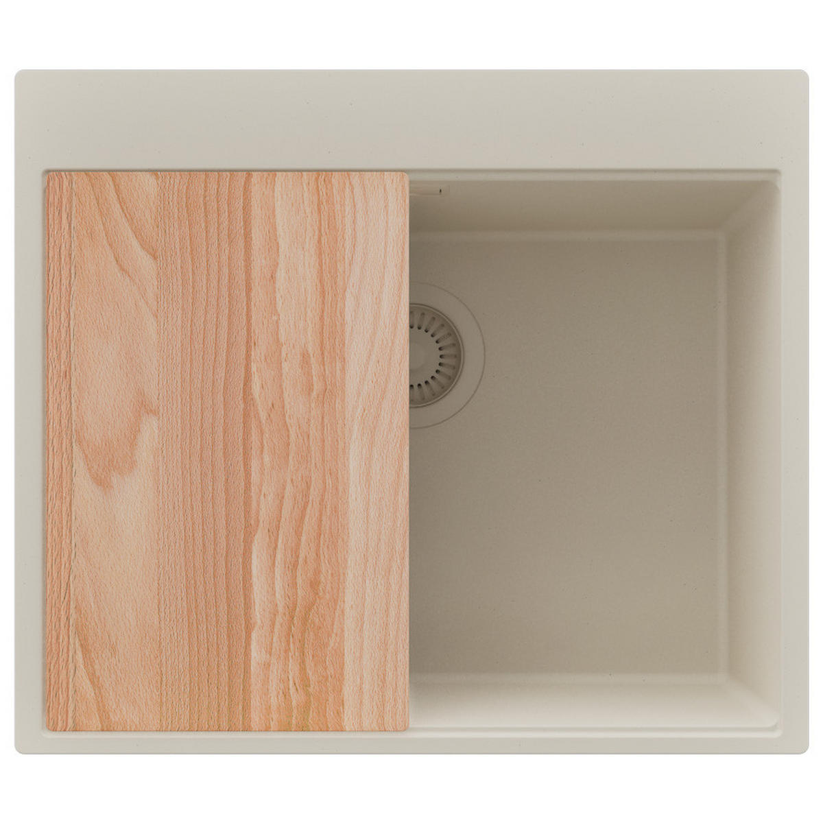 SPÜLBECKEN Oslo, 2-er set Beige 58/50 cm 1 Becken + Ablauf-Set + Schneidebrett ab 60er Unterschrank - Beige, Kunststoff (58/20/50cm) - Primagran