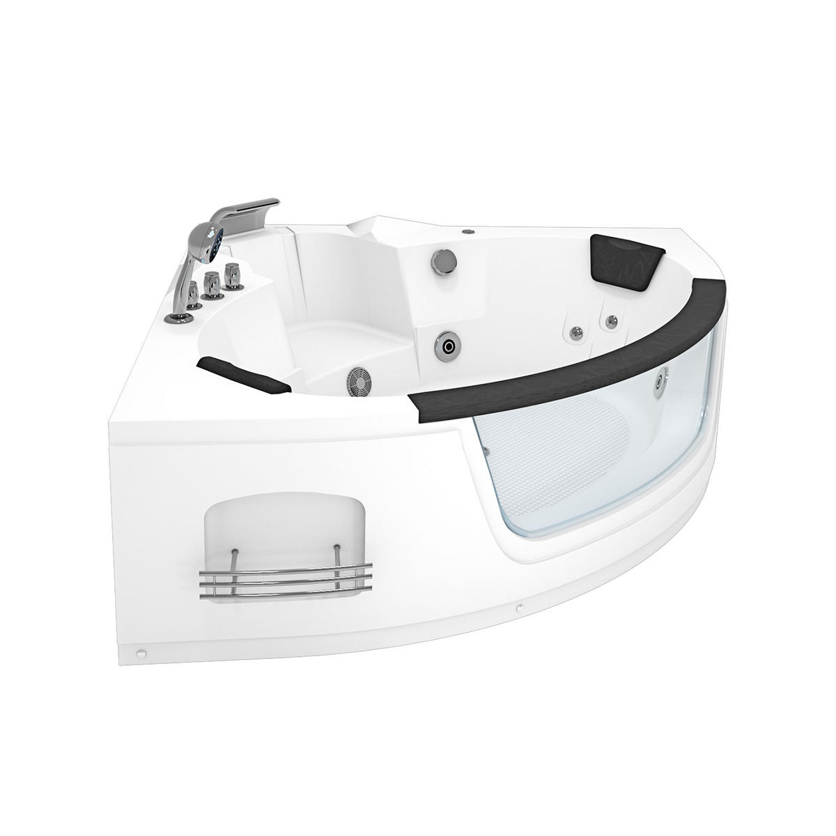 WHIRLPOOL Pool Badewanne Wanne W05-TH 140x140cm - Weiß, Glas/Kunststoff (140/60/140cm) - AcquaVapore by Sandra Jentho