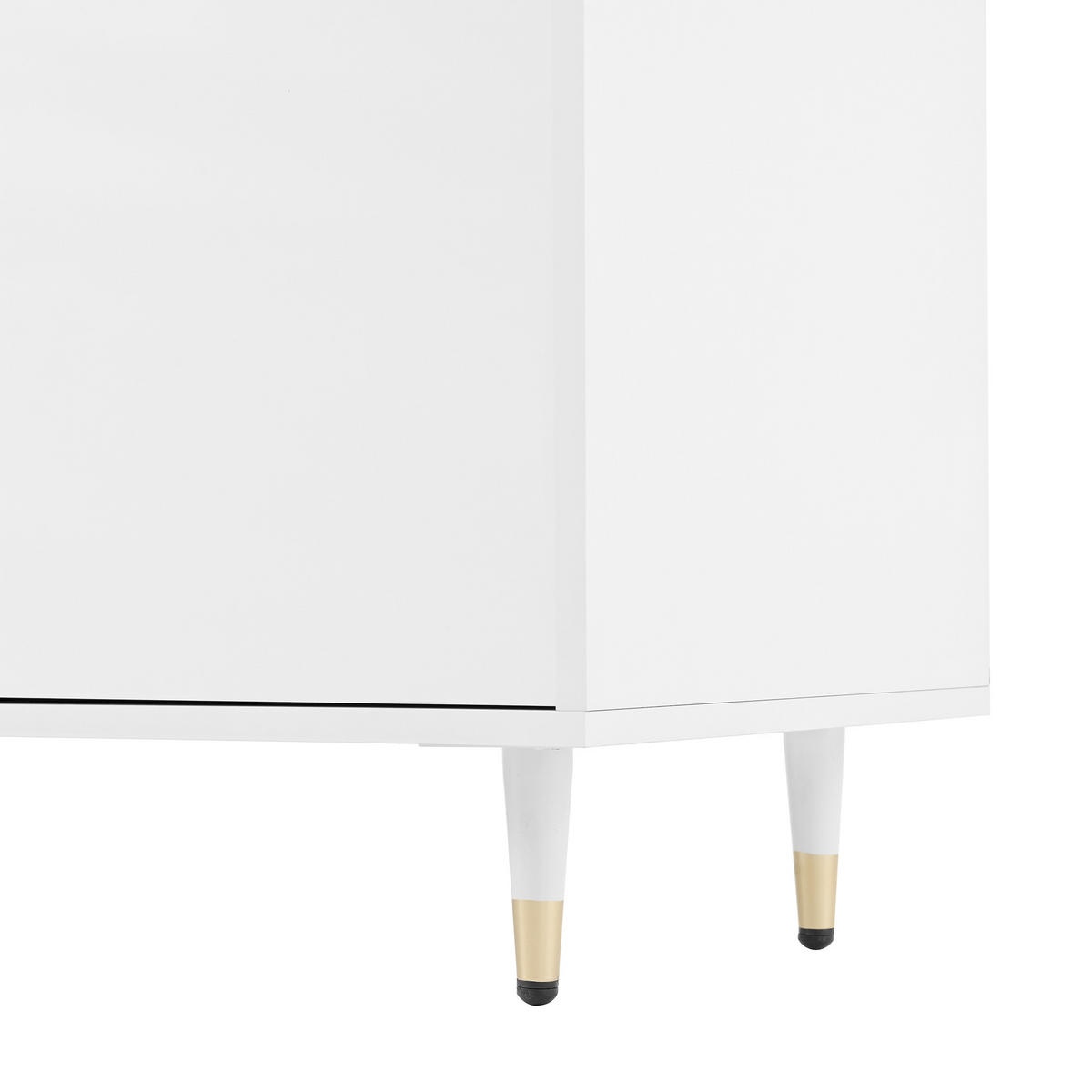 SIDEBOARD 2 Türen, 2 Schubladen, Goldene Beine Platz für 18–24 Paar Schuhe, Verstellbare Regale, Weiß - Weiß, Holzwerkstoff (140/84/39cm) - Urban Meuble