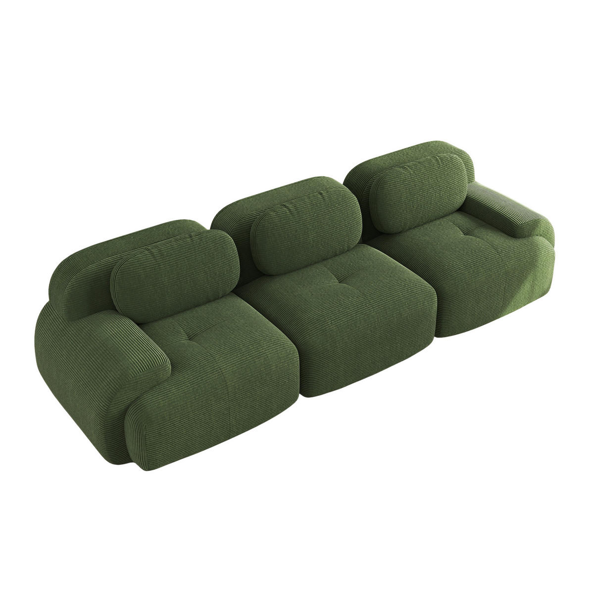 ECKSOFA modular rahmenlos Cordstoff Green 3-tlg. - Grün, Kunststoff (103/75/298cm) - Meubliv