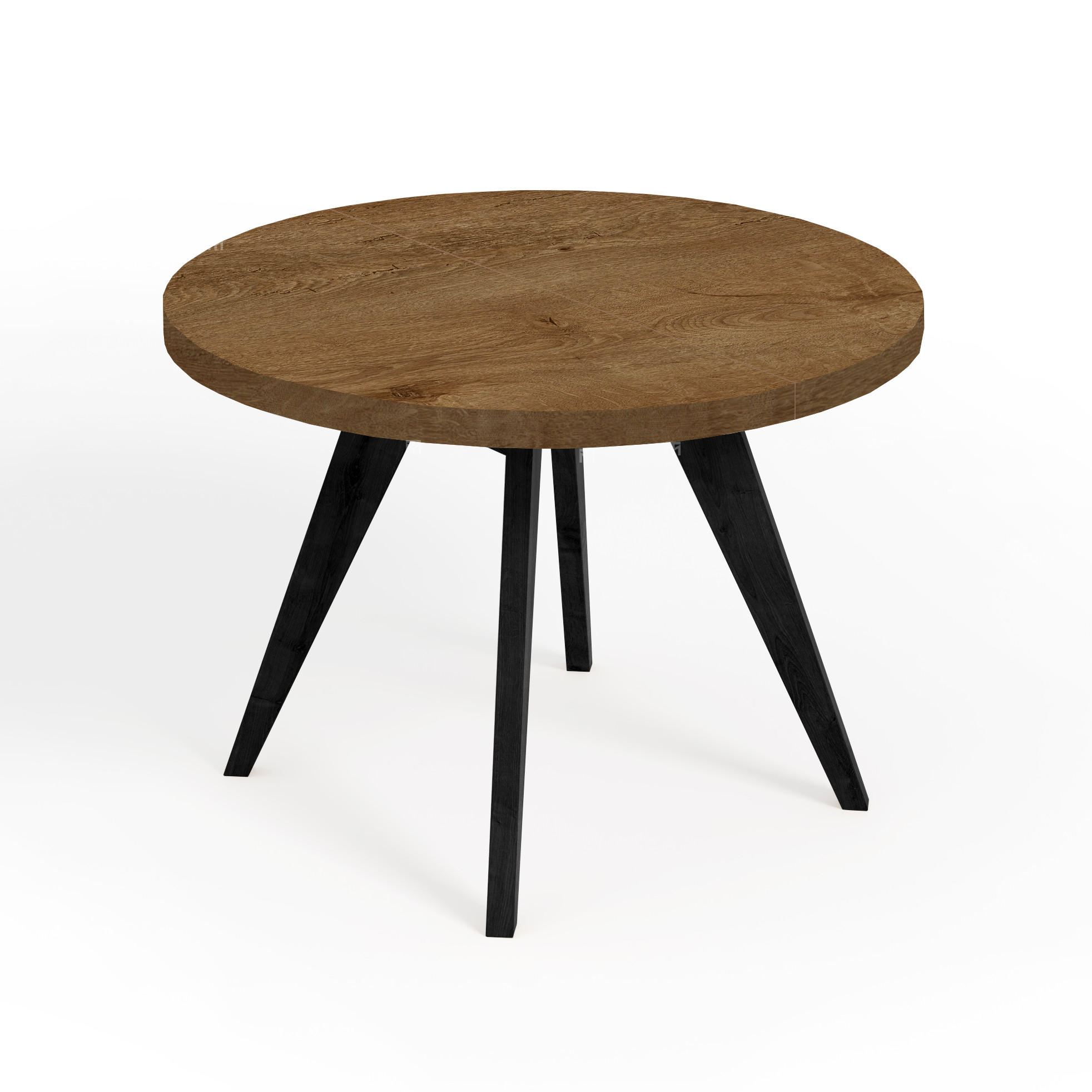 ESSTISCH LORA, Durchmesser: 110 / 210 cm Eiche Lefkas / Schwarz - Eichefarben/Schwarz, Holz (110/210/76cm) - Dekori_Interiors