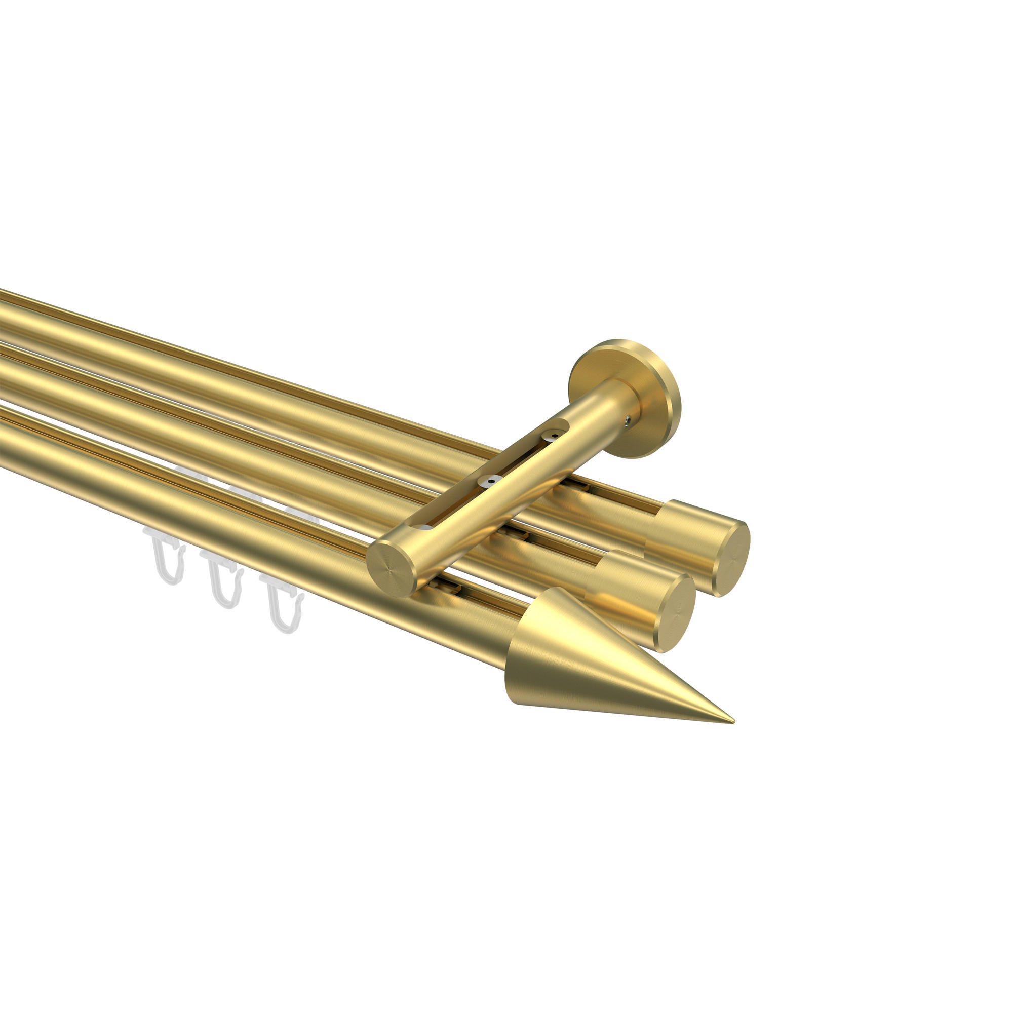 GARDINENSTANGE INNENLAUF Siteno Savio 240 cm (geteilt in 2 x 120 cm), 3-läufig, 20 mm Ø Messing-Optik - Messingfarben, Metall (240cm) - INTERDECO