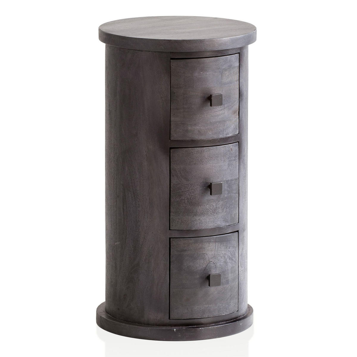 KOMMODE – Mango Massivholz, 34x65x34 cm, 3 Schubladen, schmal, schwarz - Schwarz, Holz (34/65/34cm) - KADIMA DESIGN