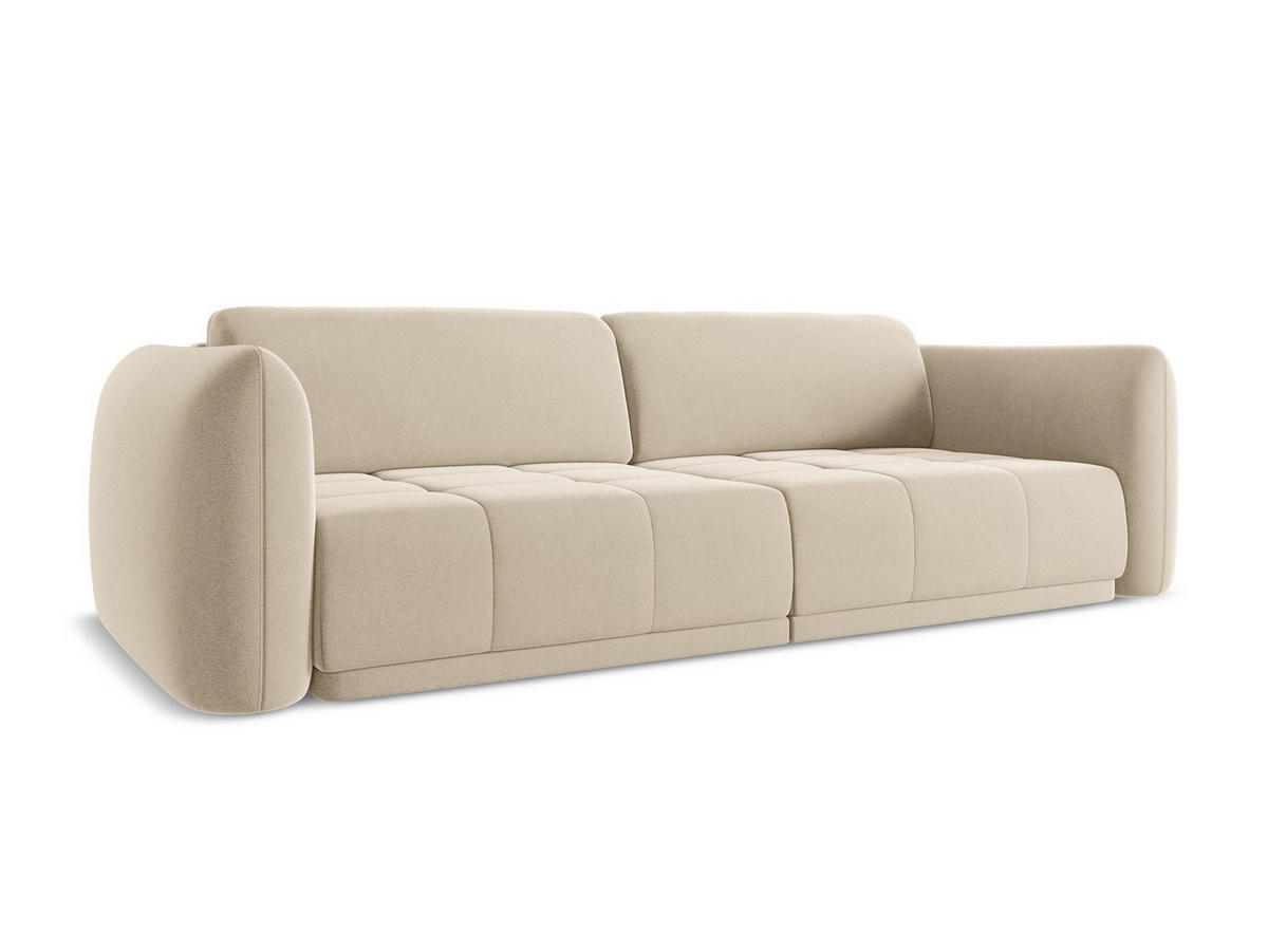 4-SITZER-SOFA Samt Stoff Beige - Beige/Creme, Kunststoff/Textil (250/74/105cm) - Makamii
