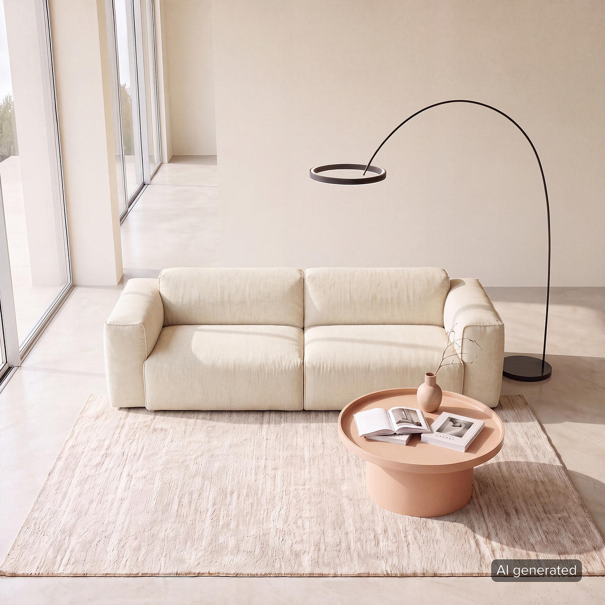 3-SITZER SOFA - Beige/Schwarz, Kunststoff/Textil (251/71/102cm) - home24
