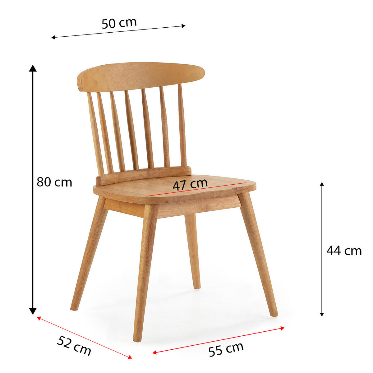 STUHL 2er-Set Ben aus Eichenholz - Honigeiche, Holz (55/80/52cm) - VS Venta-stock