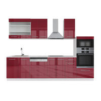 PENTRY Fame-Line Bordeaux högblank/vit 300 cm med högskåp, utan bänkskiva - Vit/Bordeaux, Träbaserade material (300/153.6/46cm) - Vicco