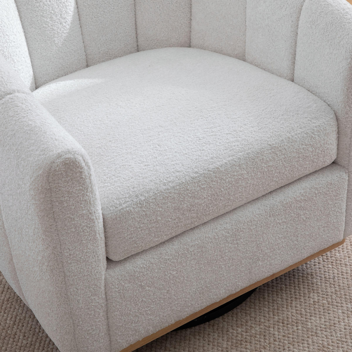 SESSEL 360° drehbar mit Chenille-Bezug, DE-42366, Elfenbein - Creme, Metall (73/75.5/81cm) - ComfortXL