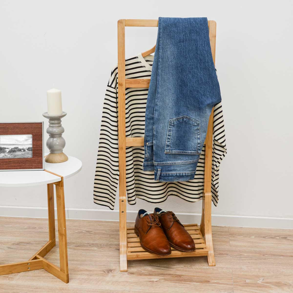 BAMBUS-HANDTUCHSTÄNDER 40x30x102 cm - Braun, Holz (30/102/40cm) - Dunedesign