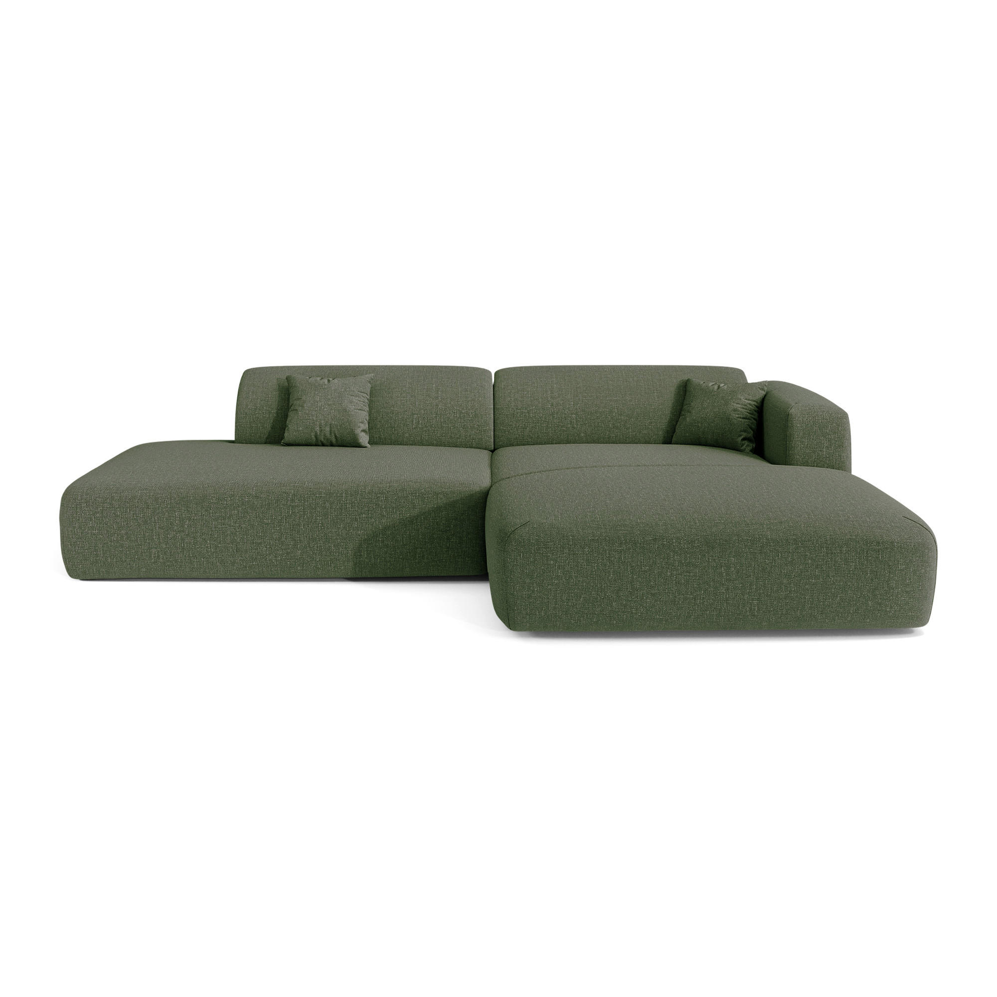 ECKSOFA RECHTS Rastergewebe Olivgrün 310cm - Olivgrün, Textil (300/96cm) - Sia Home