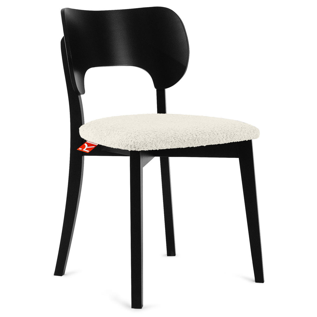 HOLZSTUHL LYCO Esstischstühl 2-er Set, Bouclé - Schwarz/Weiß, Holz/Textil (47/80.5/45cm) - KONSIMO®