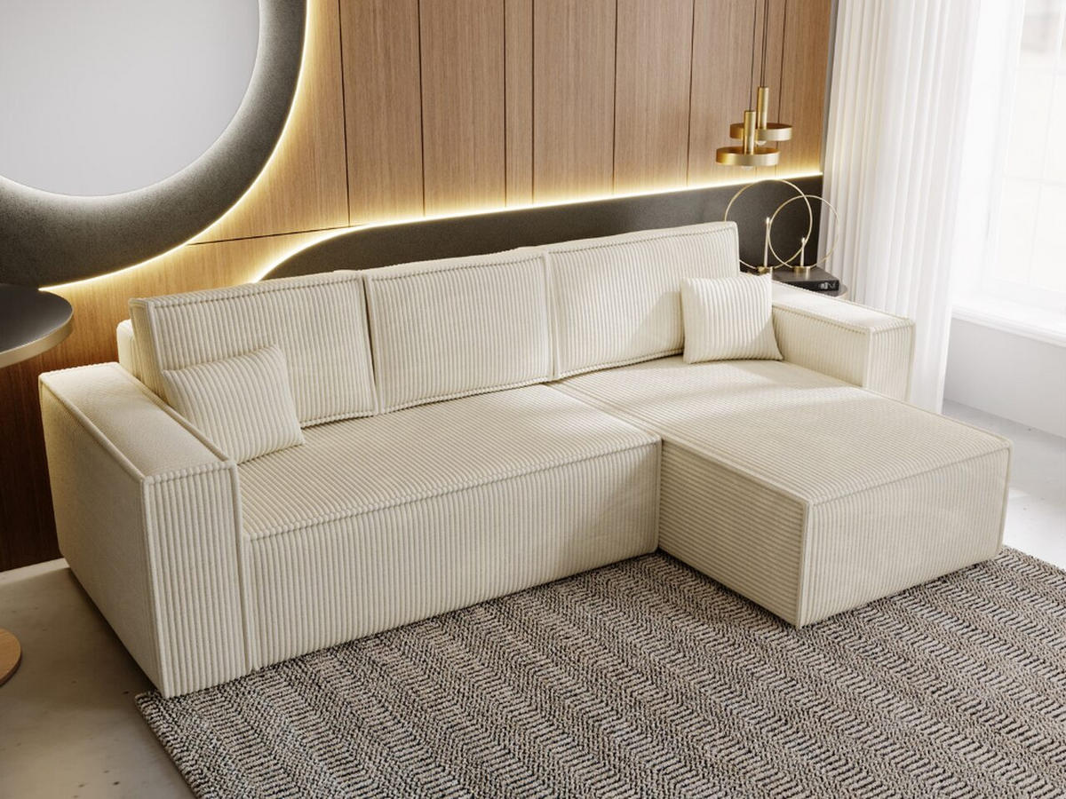 ECKSOFA Prato Beige Rechts - Beige/Schwarz, Holz/Kunststoff (280/170cm) - Graingold