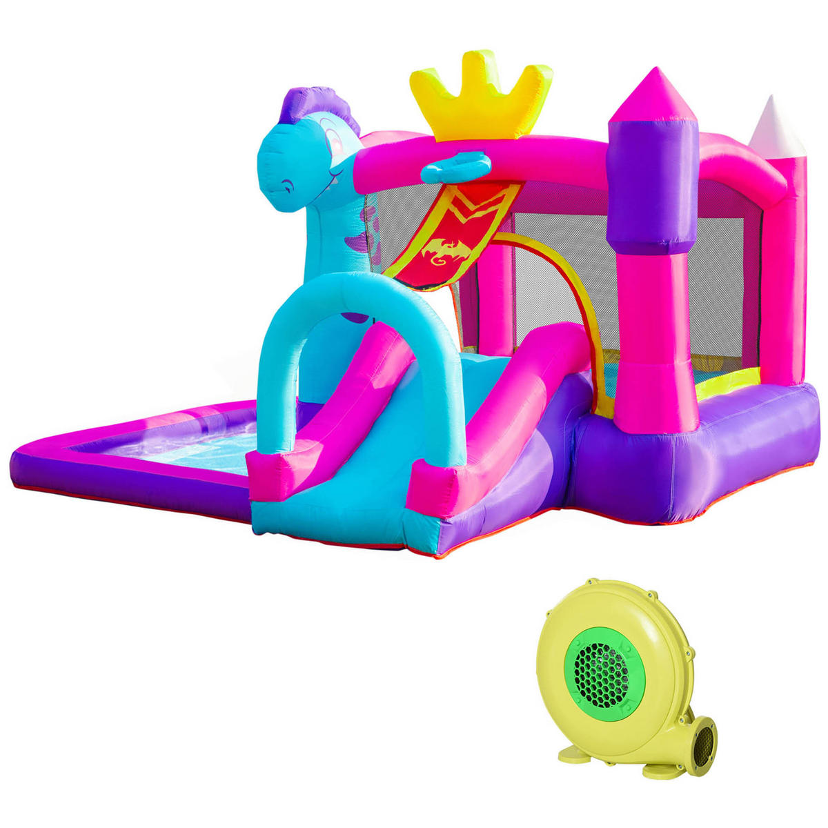 HÜPFBURG DE-18566 mit Trampolin, Rutsche & Basketballkorb Mehrfarbig - Multicolor, Kunststoff (300/270/200cm) - ComfortXL
