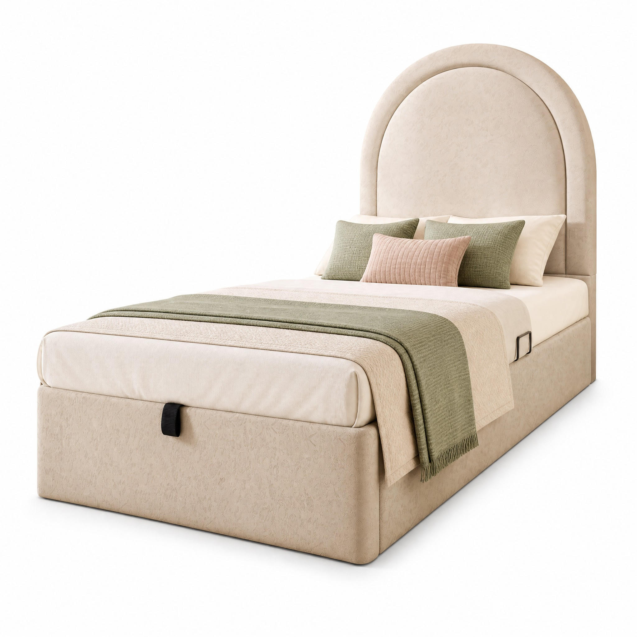 KINDERBETT 90/200 cm in Beige Polsterbett mit Bettkasten und Lattenrost - Beige, Holzwerkstoff/Textil (90/200cm) - STILVORA