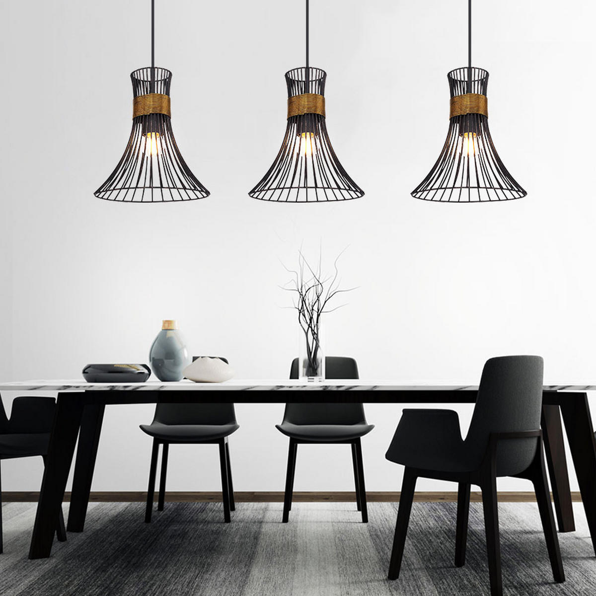 LED HÄNGELEUCHTE Stäbe Schwarz Gold - Schwarz, Metall (80/22/120cm) - Globo Lighting