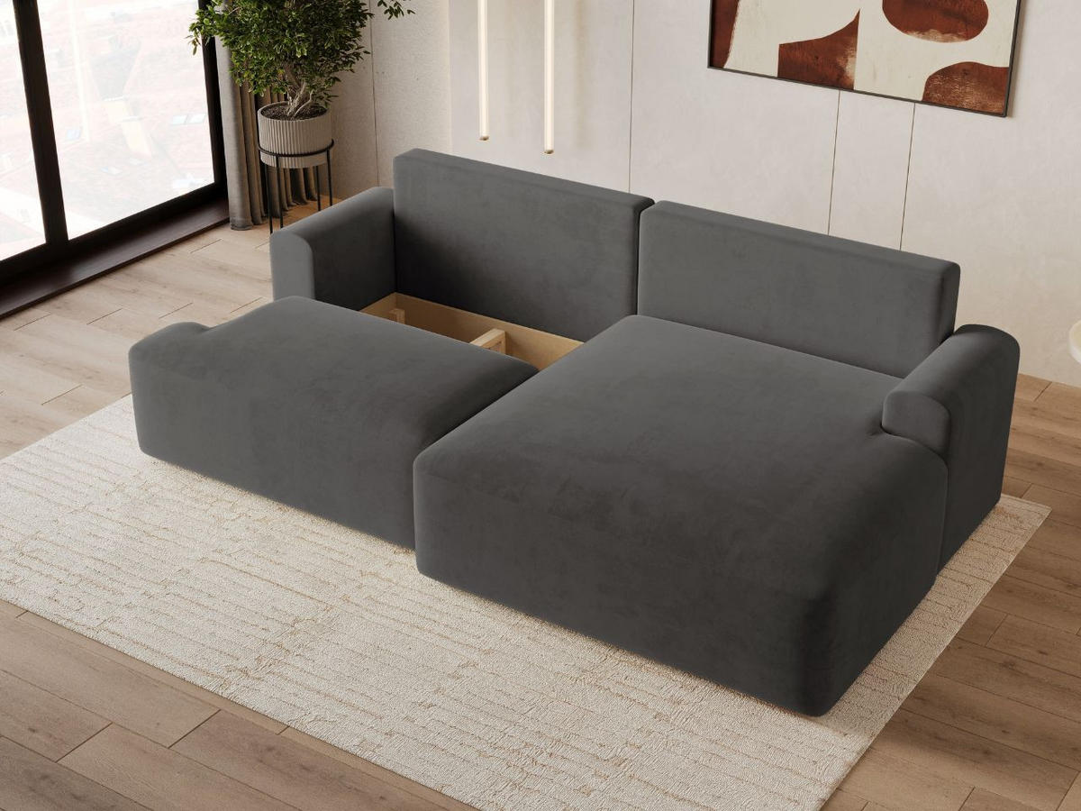 ECKSOFA Serene Dunkelgrau Rechts - Dunkelgrau, Holz/Textil (145/259cm) - Graingold