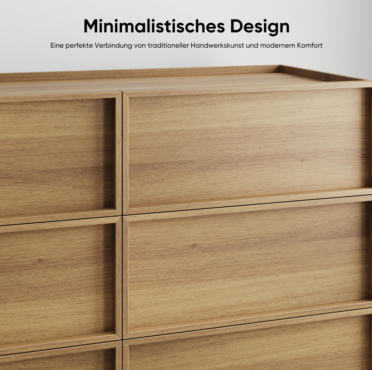 KOMMODE 115/48/78 cm aus MDF und Holzwerkstoff mit 6 grifflosen Schubladen Eichefarben - Nussbaumfarben, Holzwerkstoff (115/78/48cm) - Modenvie