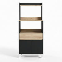 BUFFET DE-38820 60/40/131 cm Mikrowellenfach und Schublade Schwarz - Schwarz, Holzwerkstoff (60/131/40cm) - ComfortXL