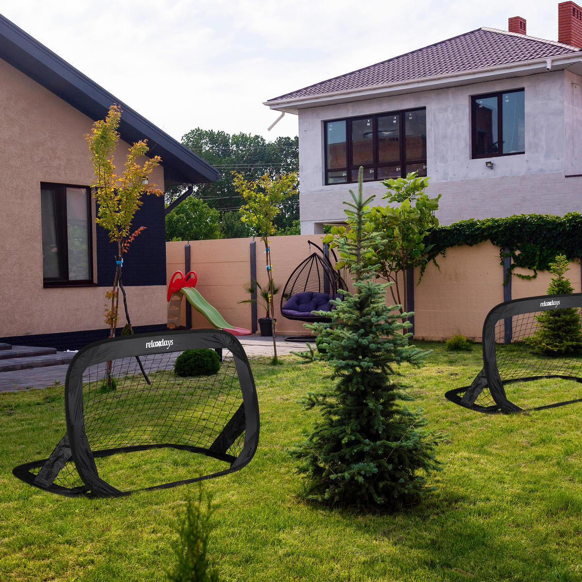 2XPOP-UP-TORE - Schwarz, Kunststoff/Textil (122/83cm) - Relaxdays