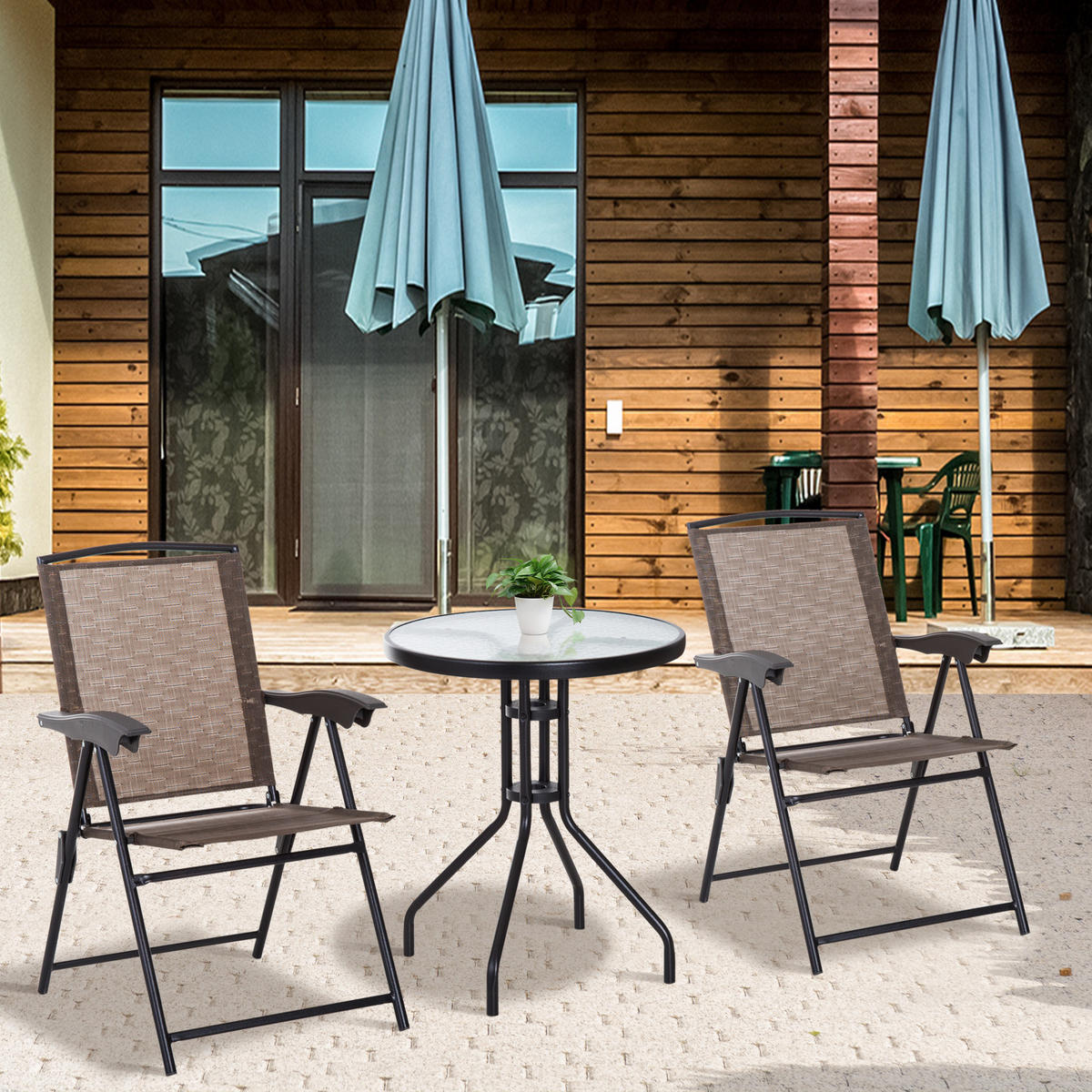 BALKONSET 3-teilig DE-14069 Schokolade - Braun, Metall - ComfortXL