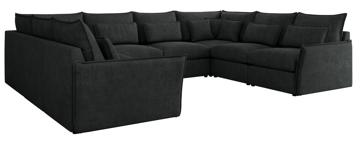 WOHNLANDSCHAFT VERSO U 8M Dunkelgrau Struktur - Dunkelgrau/Schwarz, Kunststoff/Textil (362/93/270cm) - MKS