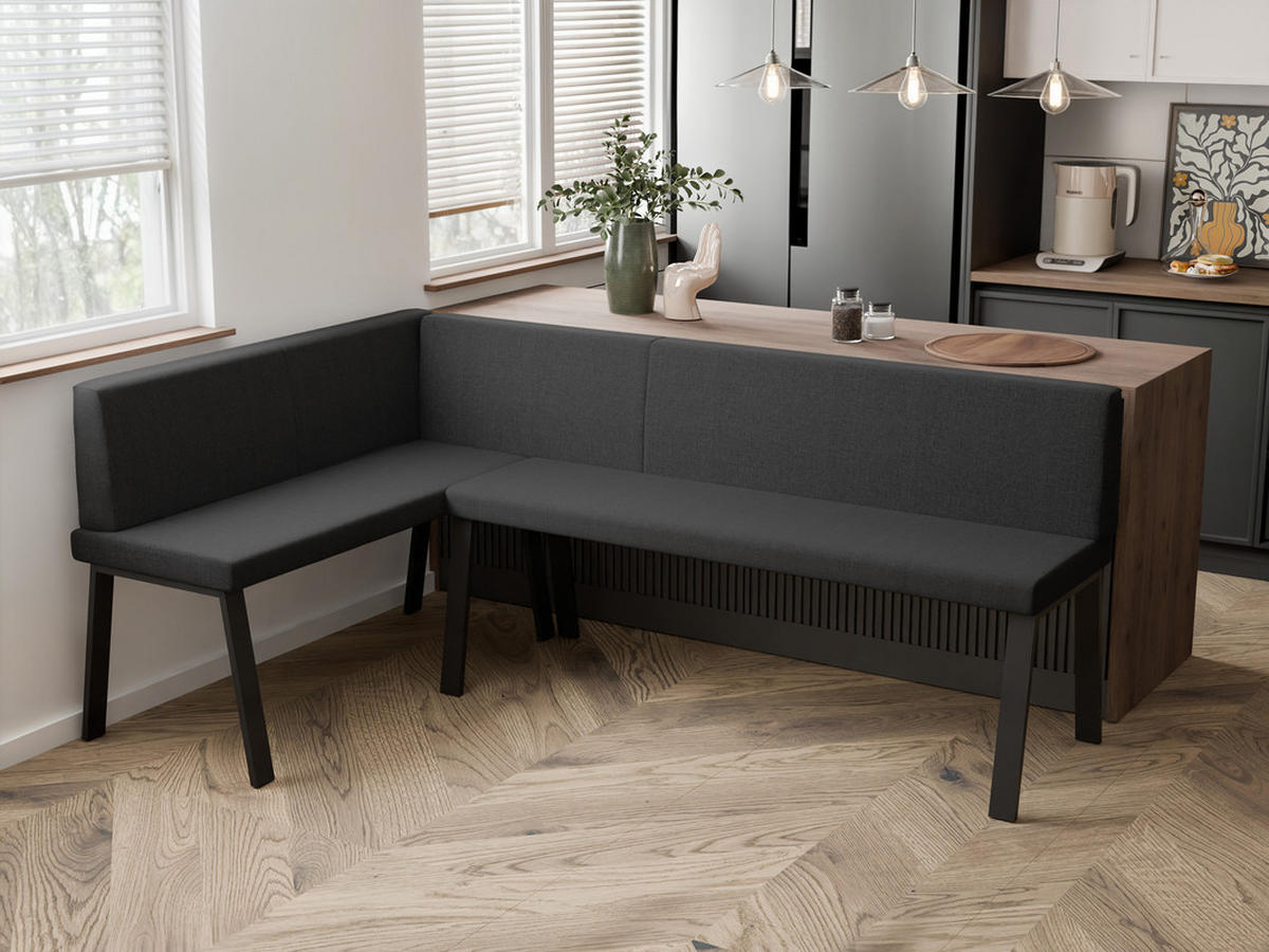 ECKBANK links MONO Y Webstoff glatt, 142/196 cm Anthrazit - Anthrazit, Textil/Metall (142/196cm) - Idohome