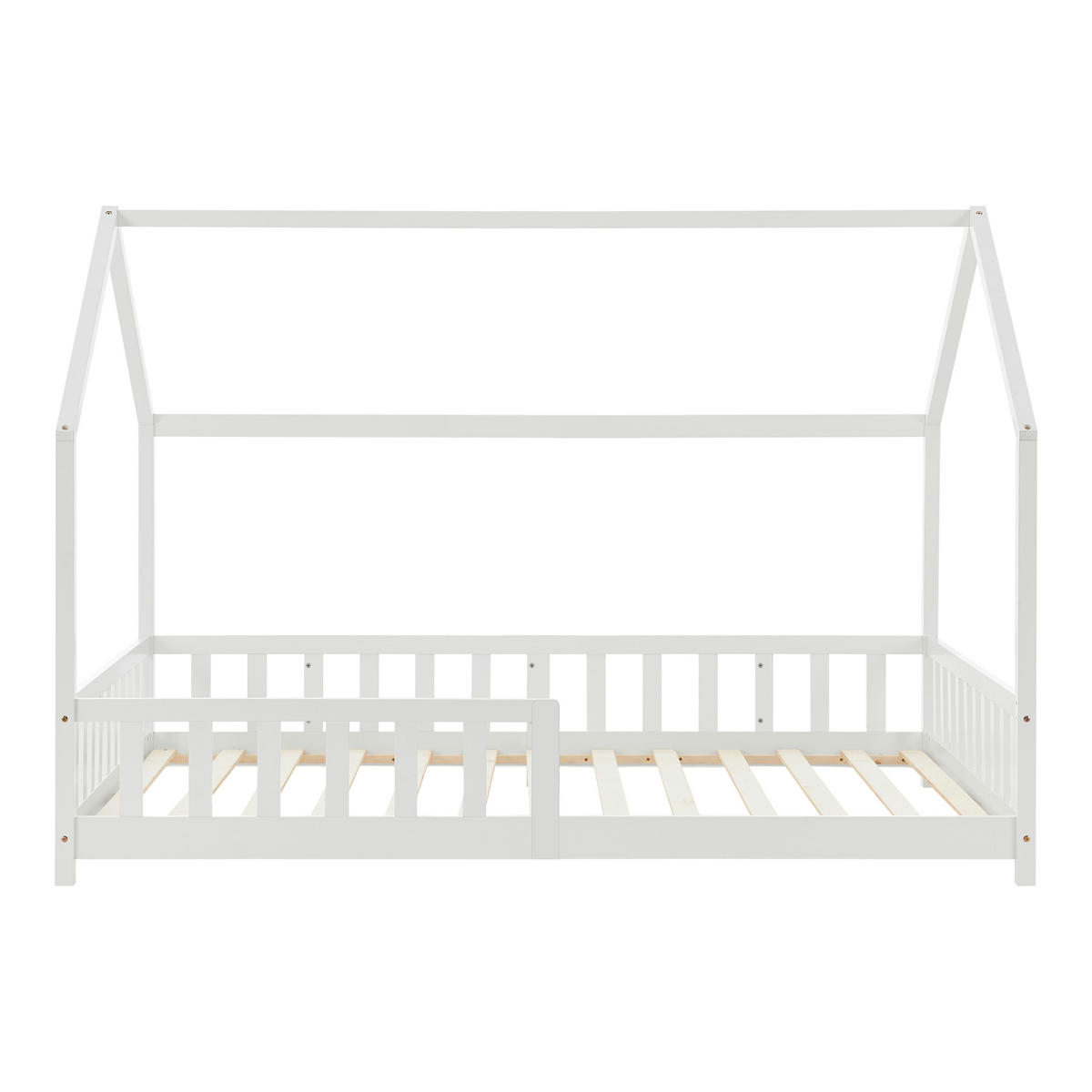 HAUSBETT Hesel mit Matratze - Weiß, Holz/Textil (90/200cm) - [en.casa]