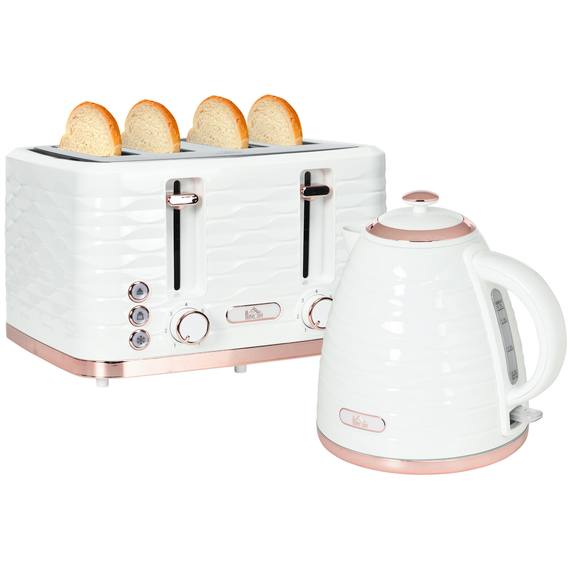 TOASTER mit Wasserkocher DE-07876 Cremeweiß - Creme, Kunststoff (19.5/23.2/24.1cm) - ComfortXL