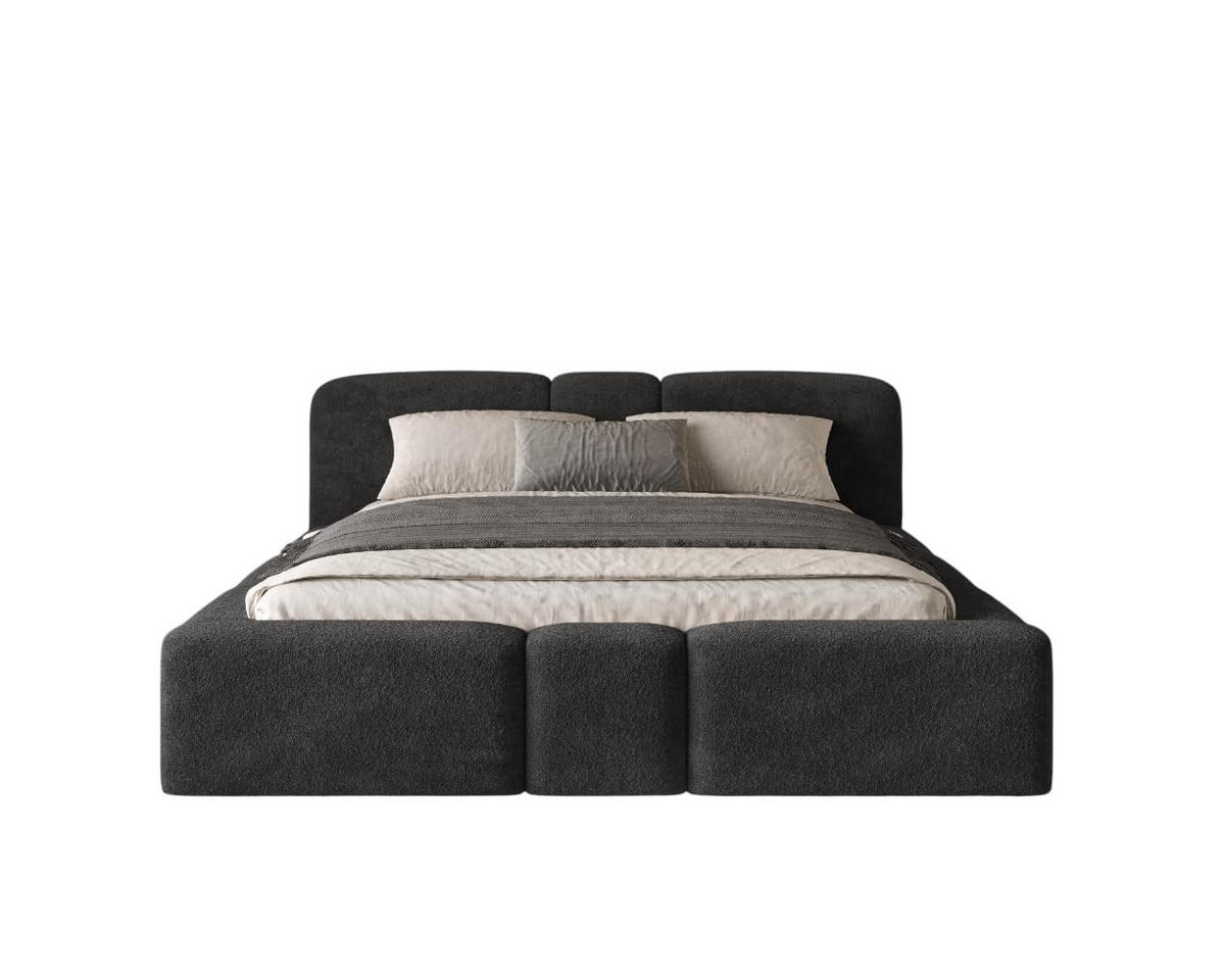POLSTERBETT Monte160x200 cm- Bettkasten und Stauraum - Doppelbett mit Stabilem Metallrahmen - Monte-Stoff- Schwarz - Schwarz, Holzwerkstoff (160/200cm) - Chilly